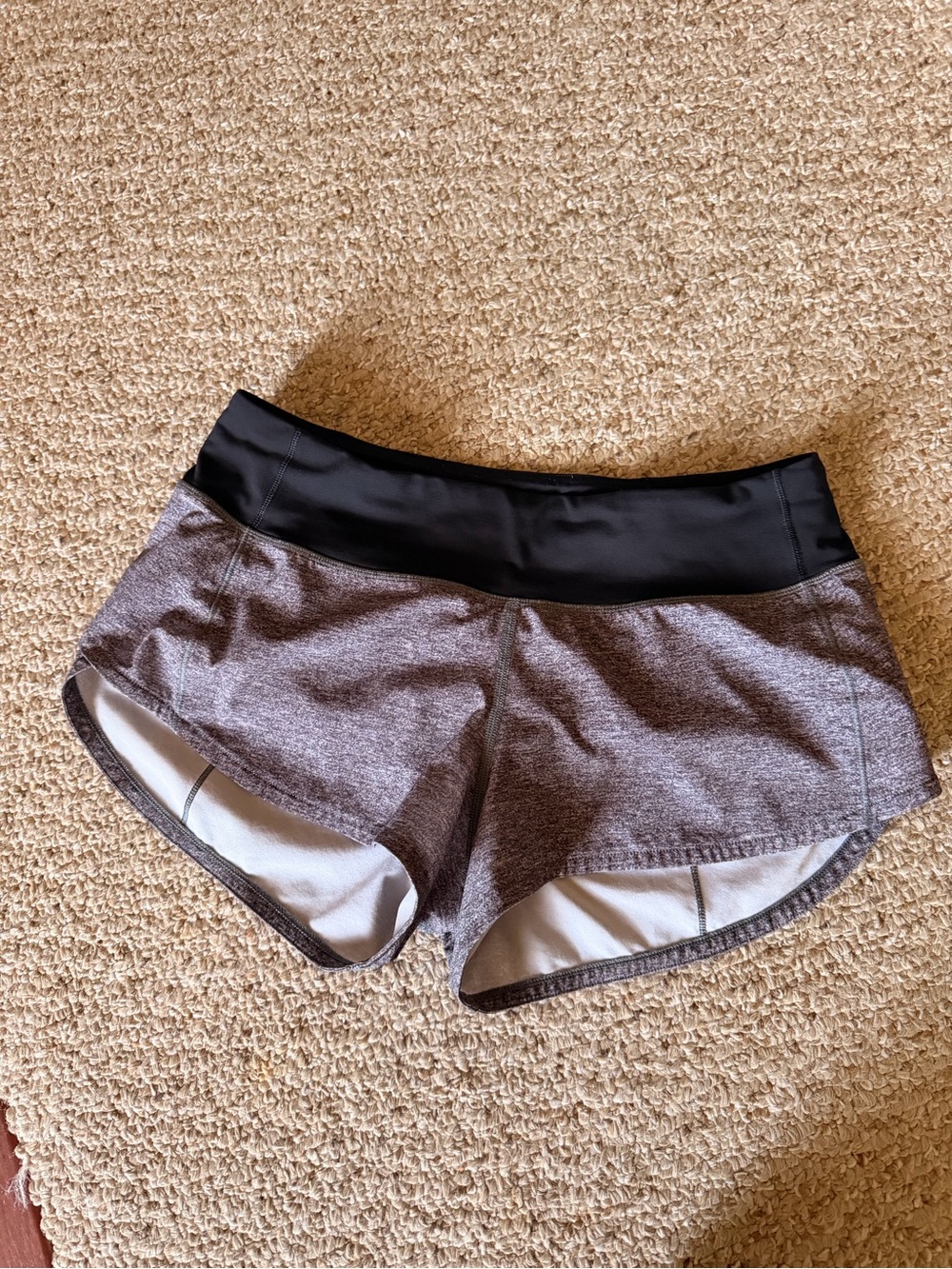lululemon athletica Gray Athletic Shorts with Black Waistband